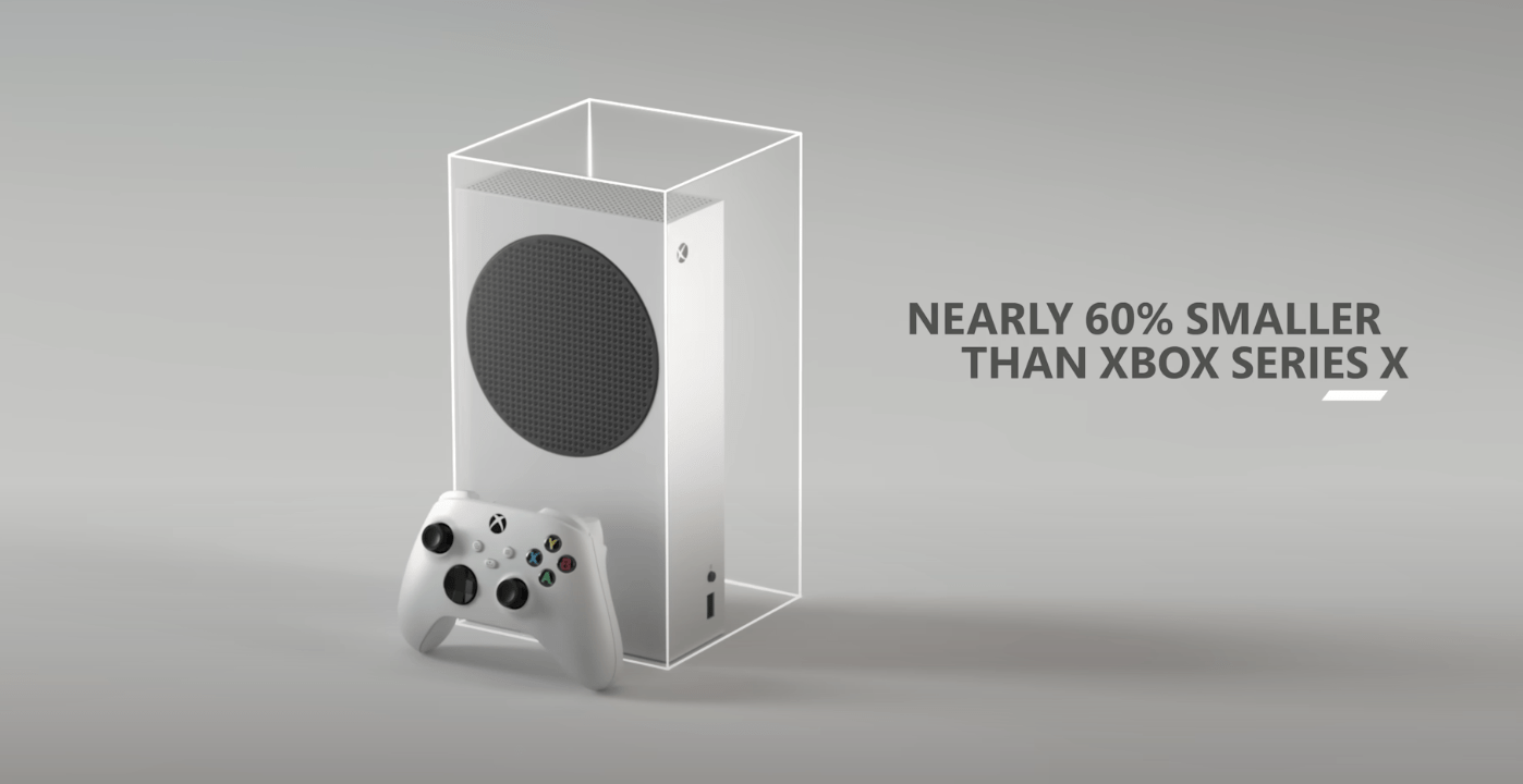 Порівняння розмірів Xbox Series S та Series X у рекламному ролику.